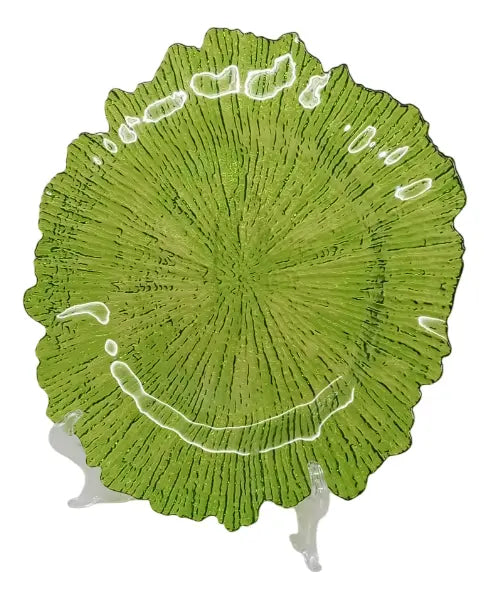 25 PLATOS BAJO MELAMINA CORAL VIZCAÍ­NA CRISTALERÍ­A - 25 COLOR VERDE  GRADO A
