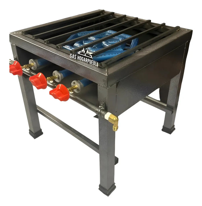 PARRILLA DE PISO GAS HOGAR PUEBLA 50X50CM CON PERILLA GRIS GRADO B