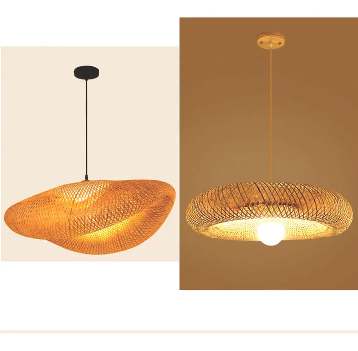 Lámpara Colgante De Bambú Tejida A Mano, Esti Grado B 1