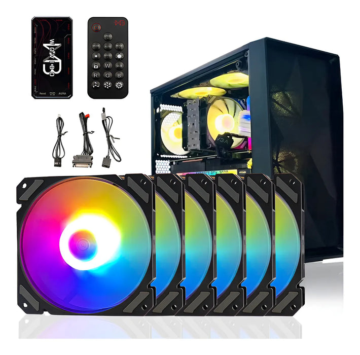 KIT DE 6 VENTILADORES PC GAMER, DISIPADORES DE CALOR RGB GRADO A
