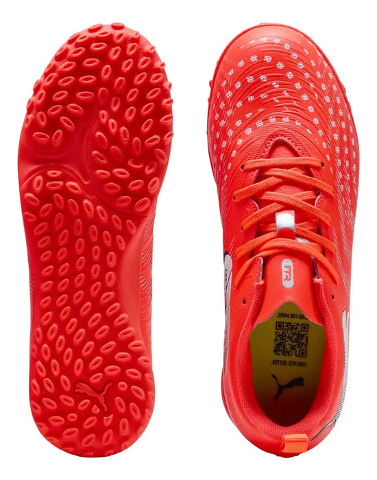 PUMA, TACOS DE FÚTBOL FUTURE 9 PLAY JR, UNISEX, ROJO, TALLA 21 GRADO B