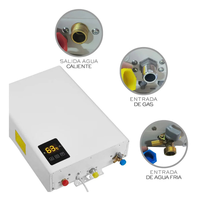 CALENTADOR DE AGUA INSTANTÃ¡NEO MODULAN GAS LP 24LT 48KW BLANCO GLP GRADO B