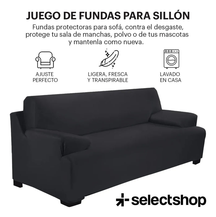 Protector Funda Cubre Sofa Lavable Ajustable 3 Pzas Elastico grado B