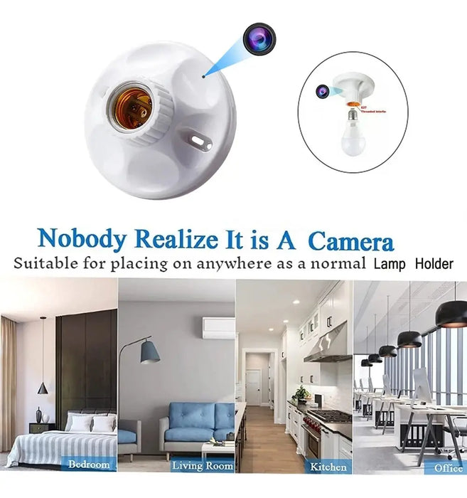 PORTALAMPARAS REAL MINI CAMARA OCULTA FULL HD 1080P WIFI APP 4K COLOR BLANCO LENTEMX GRADO B
