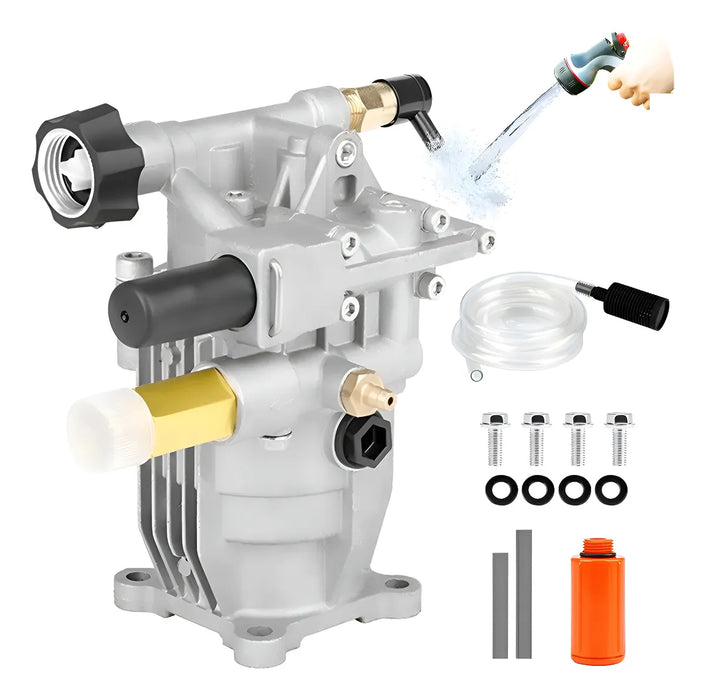 BOMBA PARA HIDROLAVADORA GASOLINA 3400PSI EJE 3/4'' HORIZONTAL FOOWEI, DURABILIDAD EXTENDIDA, DESCARGADOR AJUSTABLE Y MEJORA DE RENDIMIENTO, IDEAL PARA LAVADORAS A PRESION RESIDENCIALES