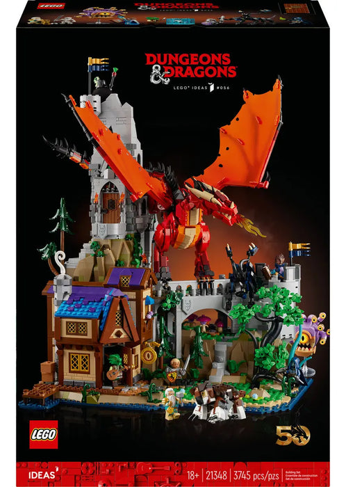 LEGO IDEAS 21348 – DUNGEONS & DRAGONS: AVENTURA DEL DRAGÓN ROJO – SET COLECCIONABLE 18+ – GRADO B (CAJA DAÑADA – BOLSAS SELLADAS – PIEZA SUELTA)