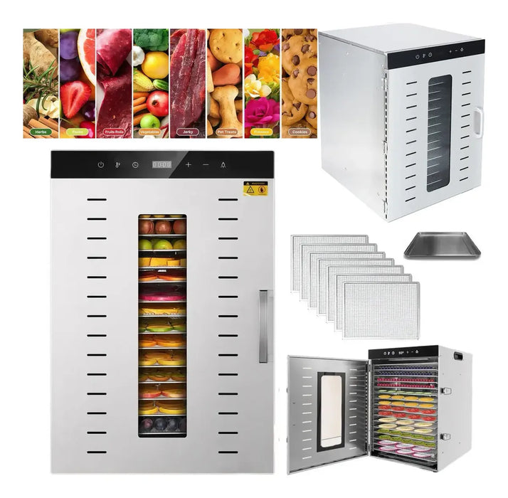 DESHIDRATADOR ALIMENTOS 16 BANDEJAS INDUSTRIAL ACERO INOXIDABLE Grado B