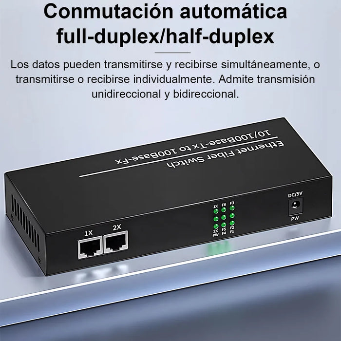 Convertidor Switch De Fibra Ã“ptica Monomodo 6 Puertos 100mb 1