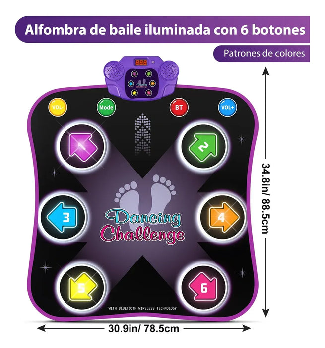 ALFOMBRA TAPETE DE BAILE 5 MODO BLUETOOTH NINO LUZ 3 GRADO B