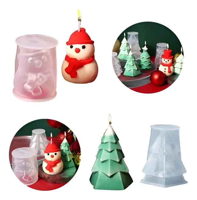 moldes de silicona navidad árbol muñeco nieve velas resina