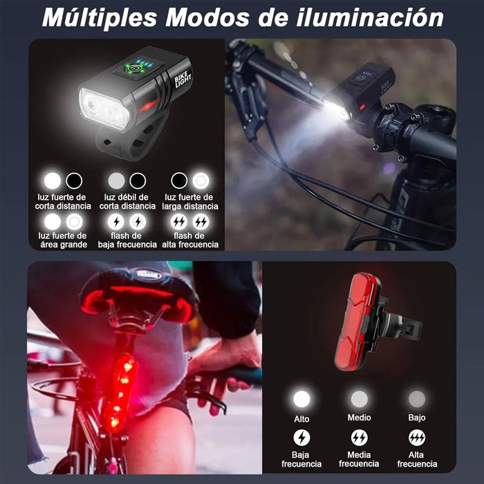 Luces de bicicleta recargables resistentes al agua ipx6 GRADO B