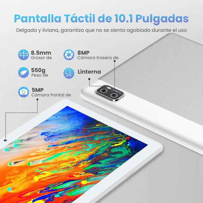 10.1 INCH TABLET 16+128GB DUAL SIM DUAL STANDBY 8000MAH TABLETS ECONOMICAS 12 NÚCLEOS ANDROID 14 WIFI+BLUETOOTH 5.0 GRADO B - TiendaKomet México