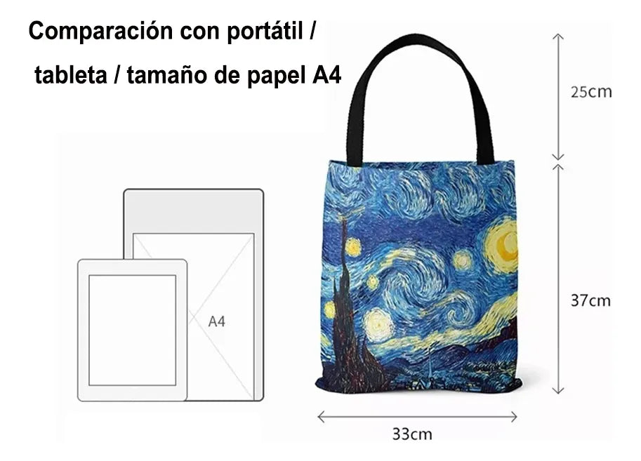 bolsas para mujer de hombro gran capacidad de lona,van gogh 789
