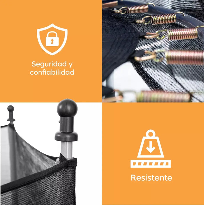 TRAMPOLÍN CUORY TUMBLING 1.4M ALTA RESISTENCIA CON RED SEGURIDAD NIÃ±OS NEGRO GRADO B