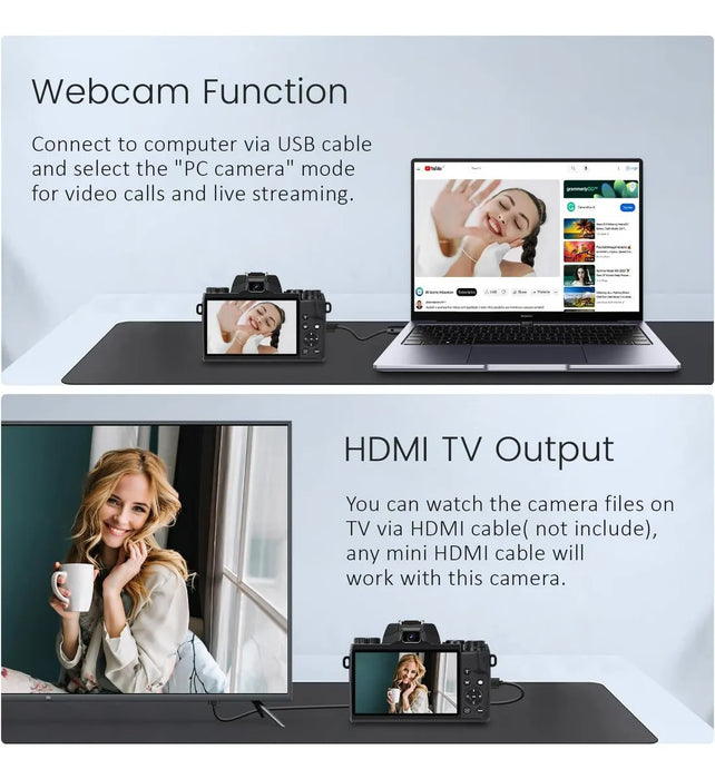 CÁMARA DIGITAL 4K 64MP TÁCTIL WIFI DOBLE LENTE 16X GRADO A