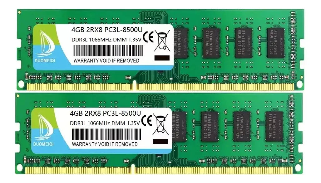 MEMORIA RAM DUOMEIQI DDR3-1066 UDIMM PC3-8500 VERDE 8G2X4G GRADO B