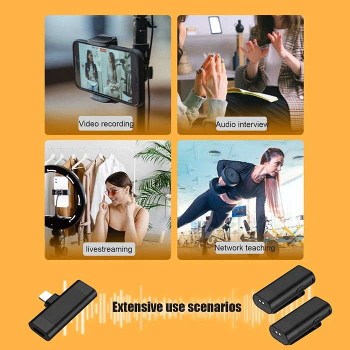 Lihuachen Micrófono Lavalier Inalámbrico Dual Para I iPad. Color Negro GRADO A