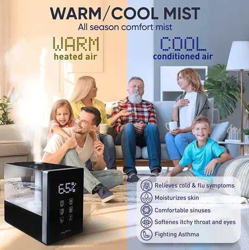 Humidificadores para control inteligente de recámara, humidificador de niebla fría y cálida, 4 L, tanque de agua de llenado superior GRADO A
