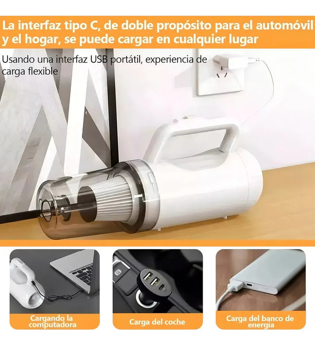 Aspiradora De Mano Trapeadora Inalambrica Potente Succion Portatil Y Multifuncional Tres En Uno 18kpa 6 Modes Ultra Silenciosas Con Para Suelos De Madera, Automovil, Pelo De Mascotas GRADO B