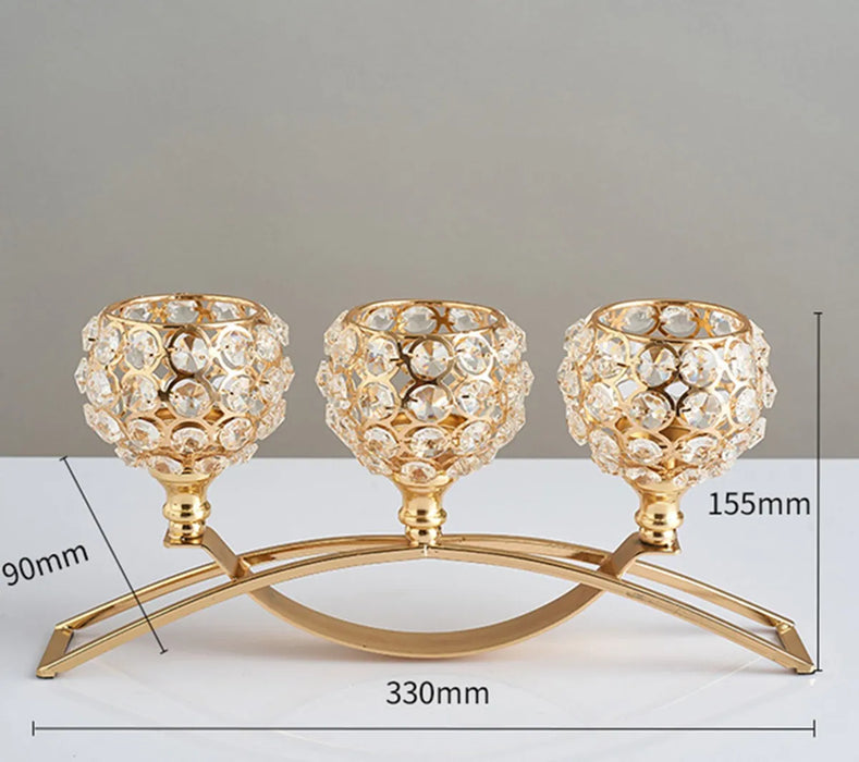 Candelabro Portavelas Cristal Para Decoración De Mesa 3brazo