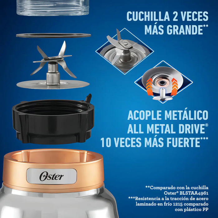 Licuadora Oster Blstpbrg Con Vaso De Vidrio Y Perilla 1.75 L Color Plateado GRADO A