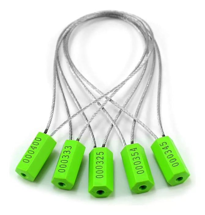 Sellos O Precintos De Seguridad Cable Acero 30cm Largo 100pz Color Verde GRADO A