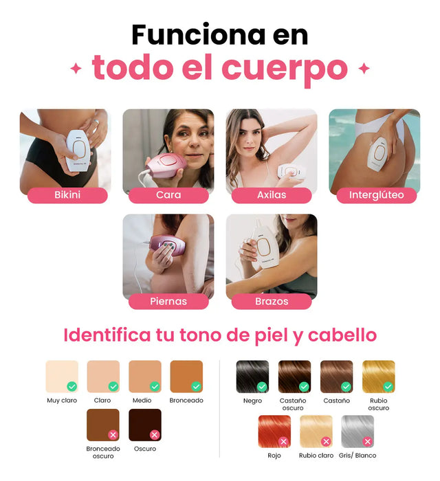 DEPILADORA PROFESIONAL PERMANENTE DE IPL SHINNYSKIN COLOR ROSA CLARO CLÁSICO GRADO B