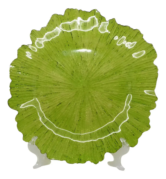 25 PLATOS BAJO MELAMINA CORAL VIZCAÍ­NA CRISTALERÍ­A - 25 COLOR VERDE  GRADO A
