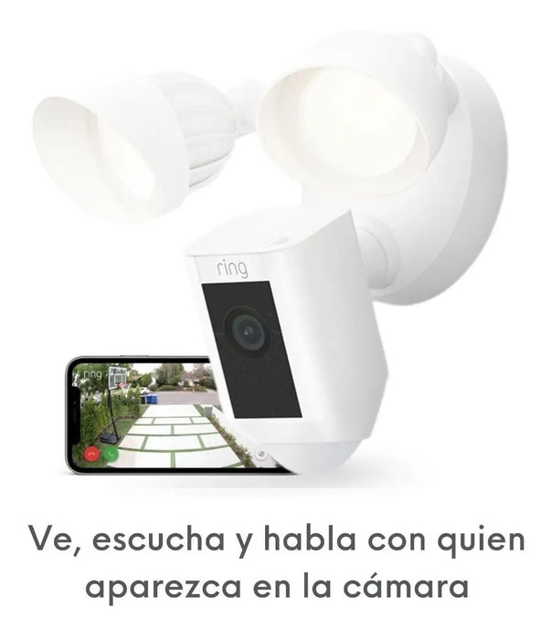 CAMARA DE SEGURIDAD EXTERIOR CON REFLECTORES Y SIRENA CABLEADA RING PRO FLOODLIGHT CAM WIRED PRO BLANCO GRADO B