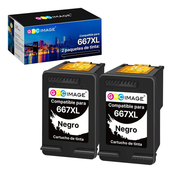 CARTUCHO ALTERNATIVO GPC IMAGE PARA 667XL NEGRO PARA HP PARA HP DESKJET INK ADVANTAGE 1275/2374/2375/2376/2775/2776/6475/6476/6075 GRADO B