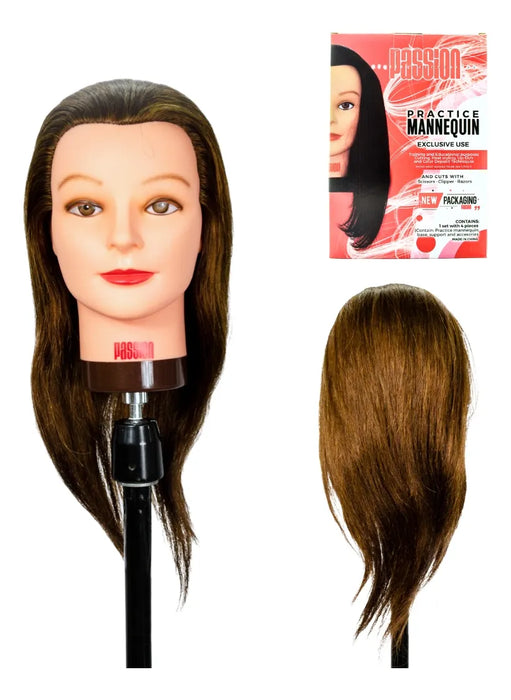 Maniqui Cabeza Para Peinar Y Corte Cabello Mediano 100% Real