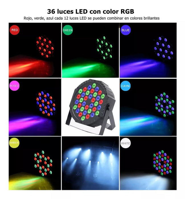 1 Pack CaÃ±Ã³n Led 36x1 Luces Audio RÃ­tmico Multicolor Fiestas 14434