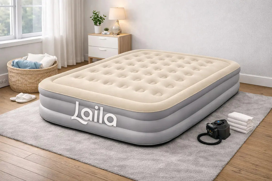 Colchón Inflable Queen Con Bomba Hinchable Desmontable Laila Beige  GRADO A