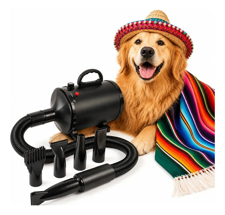 SECADOR DE PELO PARA MASCOTAS 3800W NOVAKA NEGRO CON BOQUILLAS INCLUIDAS GRADO B