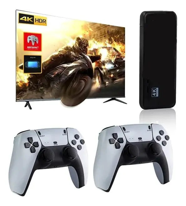 CONSOLA DE JUEGOS 4K CON 2 MANDOS, ENTRETENIMIENTO FAMILIAR, GRADO B