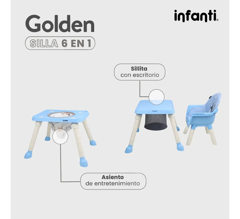 LIFESTYLE BY INFANTIL SILLA ALTA GOLDEN 6 EN 1 DE 6 MESES A 15 KG COLOR AZUL GRADO B