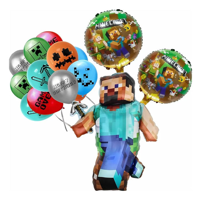 Kit Fiesta Minecraft Decoracion Globos De Cumpleaños GRADO B