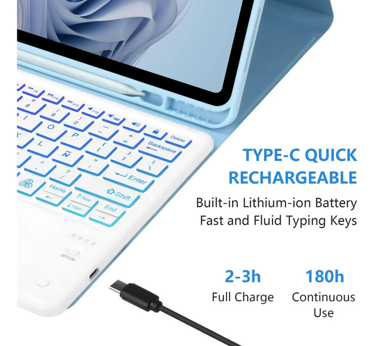 Funda Teclado Tactil Lapiz P/galaxy Tab S9 Fe+/s10 Plus 12.4 GRADO B
