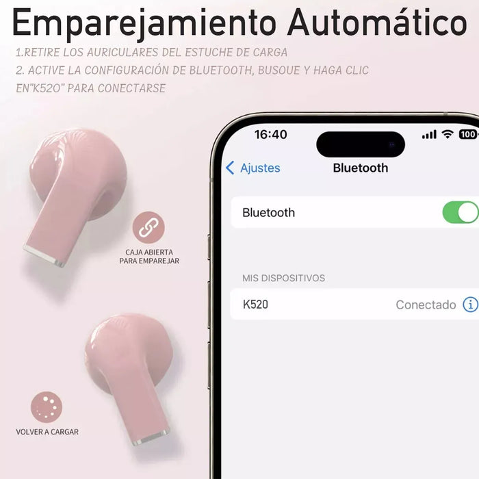 AUDIFONOS K520  AURICULARES BLUETOOTH INALAMBRICOS GRADO B
