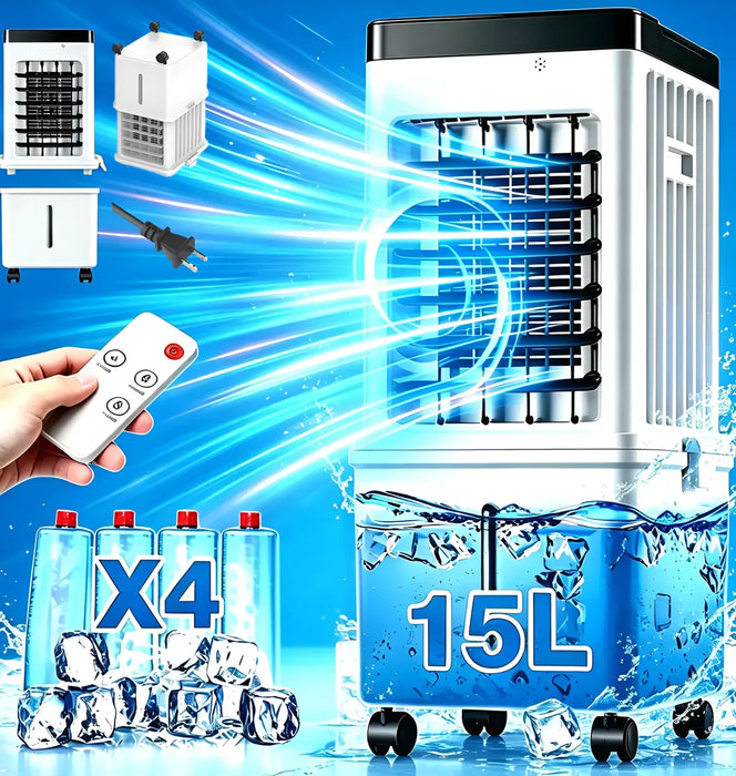 ENFRIADOR DE AIRE 15L ACONDICIONADO PORTÁTIL VENTILADOR FRIO BLANCO GRADO B 1