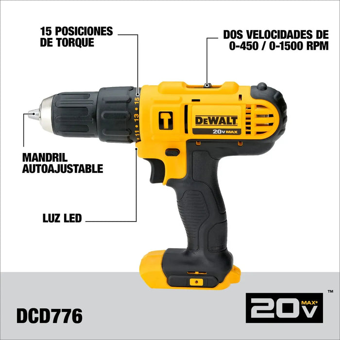 KIT TALADRO Y ROTOMARTILLO 1 2 IN   LLAVE IMPACTO 20V DEWALT  GRADO B