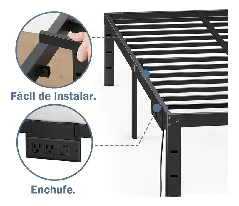 BASE DE CAMA MATRIMONIAL METAL CON ENCHUFE  GRADO B