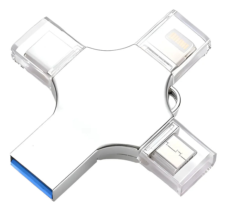4 IN1 USB FLASH DRIVE FOR IPHONE/HUAWEI/ANDROID128GB SILVER GRADO B