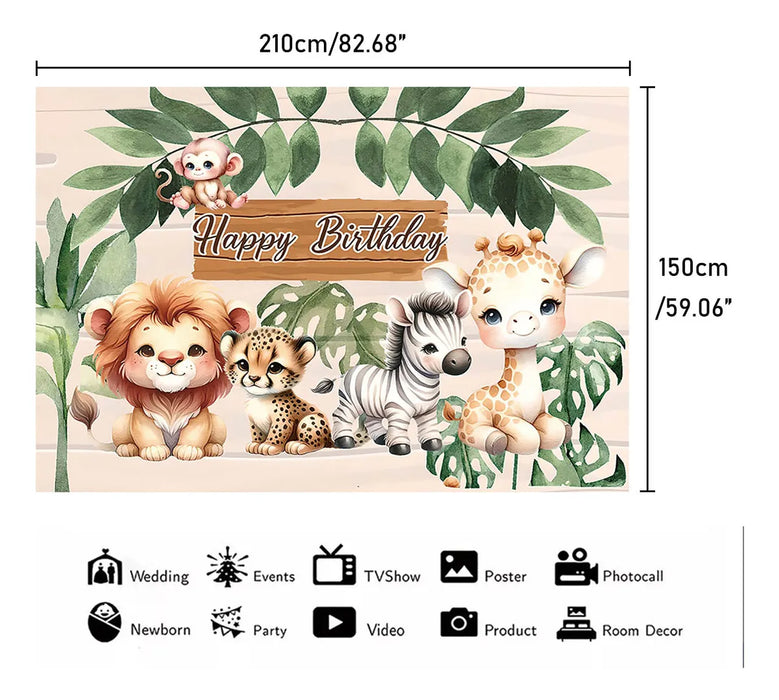 Feliz Cumpleaños Lindo Animal Tema Fiesta De Fondo