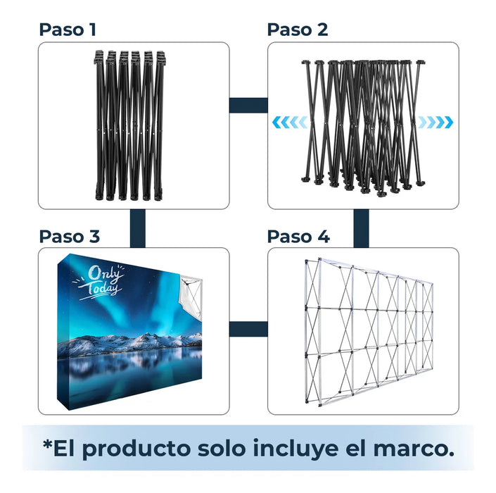 Banner Publicitario Plegable Telinida Hierro 230x380cm Portátil Exterior Grado B