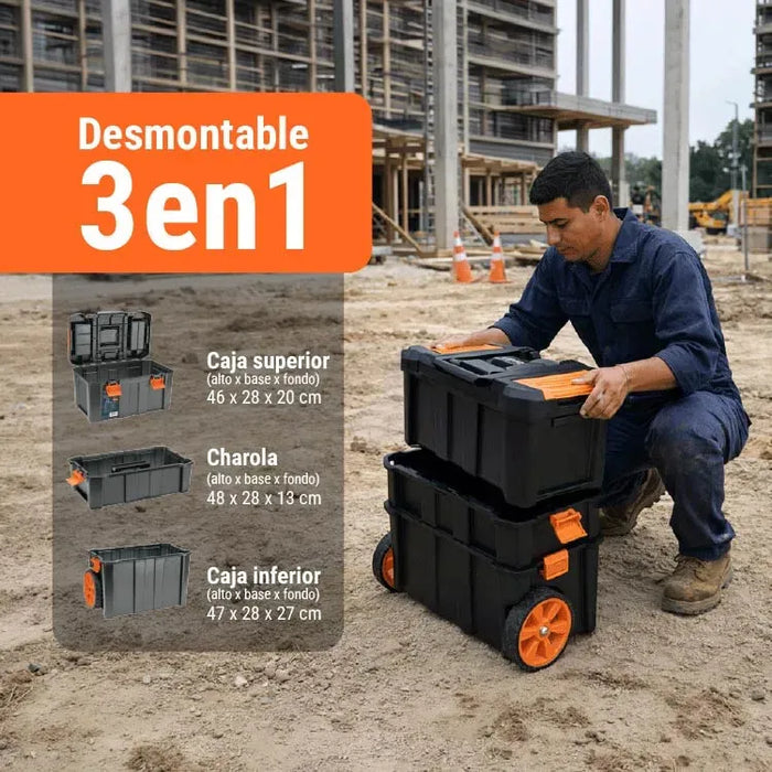 Caja para Herramientas 3 en 1 Desmontable Truper CHP-1925R 19x25 Pulgadas | Color Negro | Grado B