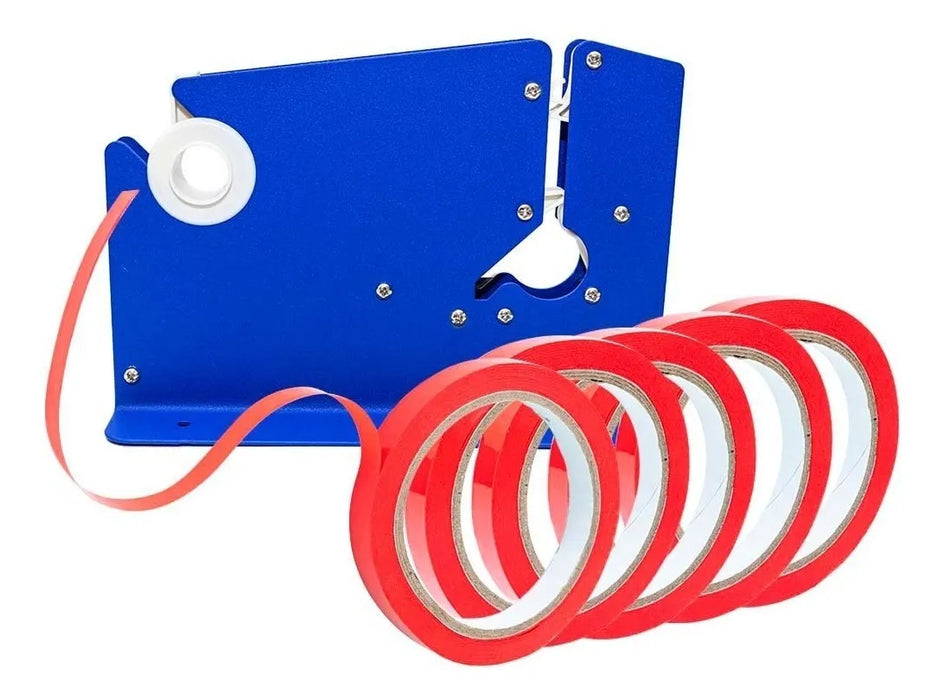 Despachador cinta cierra bolsa c10 rollos de cinta roja kit GRADO B