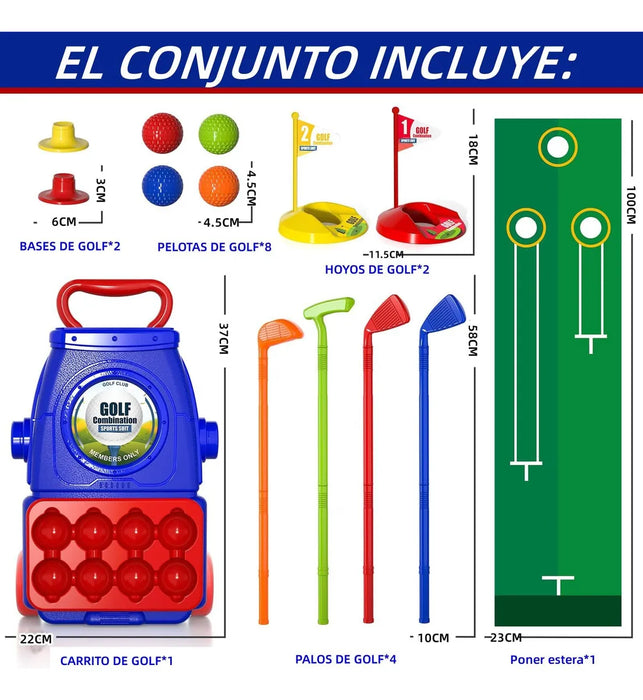JUGUETES DE GOLF NIÑOS CON 4 PALOS DE GOLF Y 8 PELOTAS GRADO B