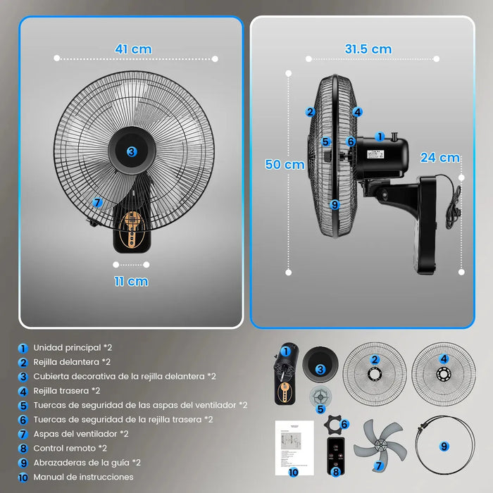 2PZS 16'' VENTILADOR DE PARED KONEIYA CON CONTROL REMOTO GRADO B