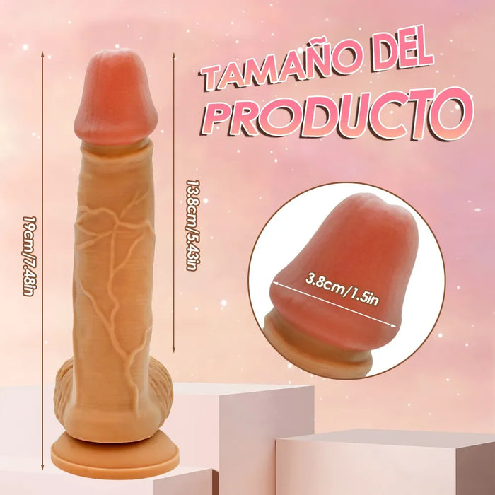 Consolador Dildo Realista Pene Silicona Con Ventosa 18.5*4cm GRADO A